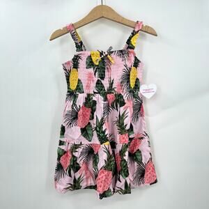 NWT The Children’s Place 2T Pink Aspen Gold Floral Dress Hawaiian Pineapple